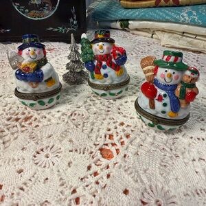 Vintage Snowmen Trinket Boxes